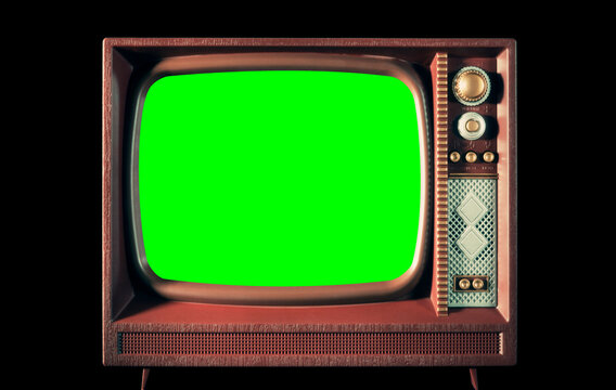 A toy tv from the age of the analog transmissions, with buttons and a green screen replacing the gray CRT glass.
