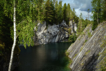 Fototapeta na wymiar Marble canyon in Ruskeala Nature Reserve in Republic of Karelia, North Russia