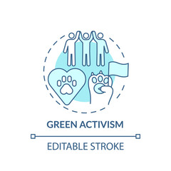 Green activism turquoise concept icon. Environment protection movement. Animal abuse, wildlife conservation idea thin line illustration. Vector isolated outline RGB color drawing. Editable stroke