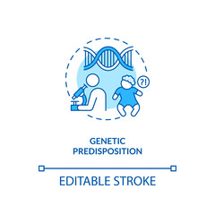 Genetic predisposition concept icon. Chronic fatigue risk inheriting idea thin line illustration. Physical and psychosocial stress. Vector isolated outline RGB color drawing. Editable stroke
