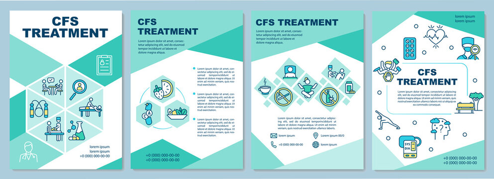 CFS treatment brochure template. Chronic syndrome. Human disorder. Flyer, booklet, leaflet print, cover design with linear icons. Vector layouts for magazines, annual reports, advertising posters