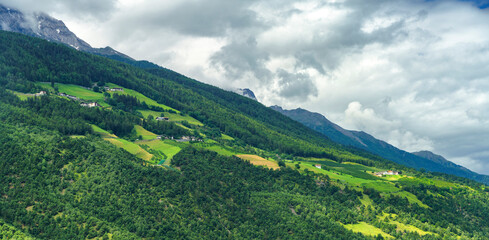 Naklejka premium Summer landscape along the cycleway of the Venosta valley
