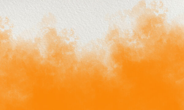 tangerine watercolor background on white canvas