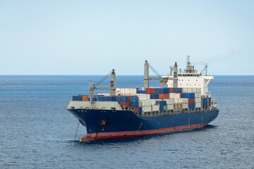 cargo container ship on anchorage