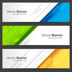 Fototapeta premium Abstract banner from geometric shapes vector template. Creative blue design with gradient green coating.