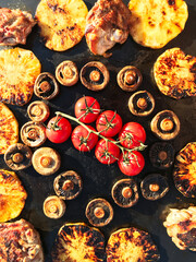 baked tomatoes with mushrooms and pineapple