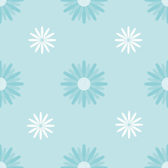 Seamless patterns. Chamomiles on a green background. For fabrics, children's clothing, bedding or textiles, as well as packaging. Vector

