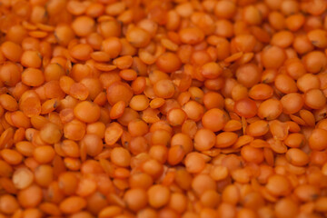 close-up raw lentil kernels