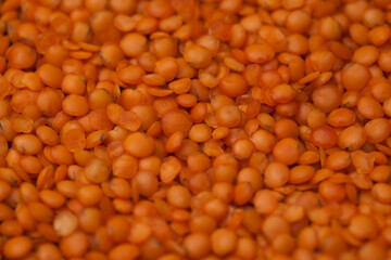 close-up raw lentil kernels
