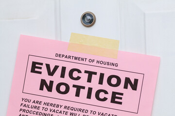 Eviction Notice on Door Close up