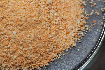 close-up powdered tarhana soup
