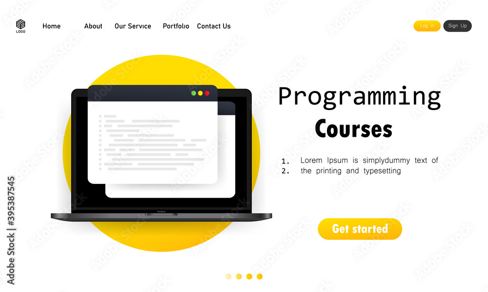 Poster programming courses illustration. cyber education course concept. studying creating program software