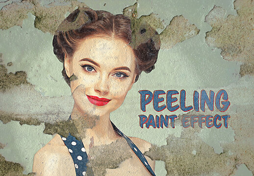 Paint Photo Effect on Peeling Wall Surface Mockup
