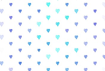 Light Blue, Green vector background with hearts.