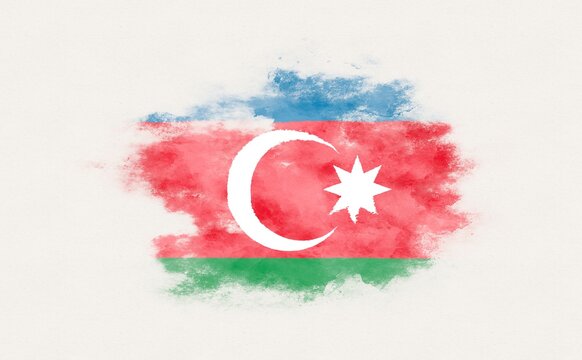 Painted national flag of Azerbaijan.