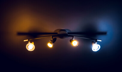 set of light bulbs on the ceiling