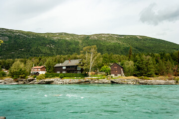 Fototapeta na wymiar Beautiful Landscape around Otta river near Fossbergom, Garmo, Norway, Scandinavia