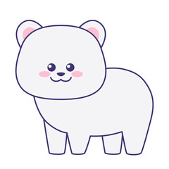 Naklejka na ściany i meble Cute polar bear isolated on a white background. Flat design for poster or t-shirt. Vector illustration