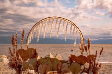 natural flower arch decoration for beach weddings