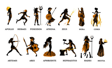 olympian greek gods - obrazy, fototapety, plakaty