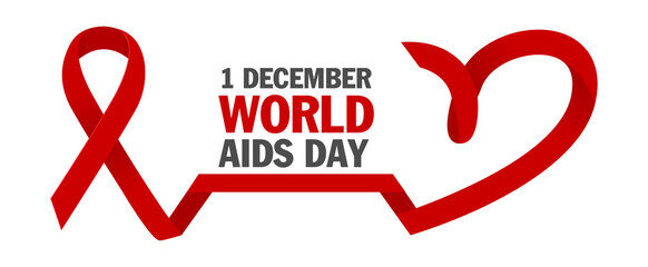 HIV test. World AIDS Day 1 December, red ribbon.