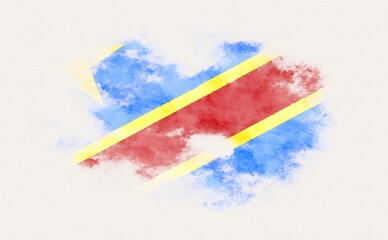 Painted national flag of the Democratic Republic of the Congo.