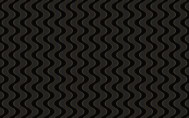 Abstract geometric gray background from a pattern of black wavy lines with gold outlines. Vector graphics for design and decoration.