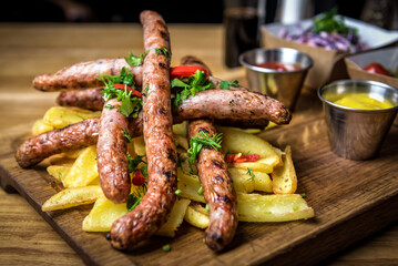 grilled sausage with potato
