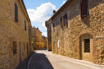 Residential buildings in the historic medieval village of Vescovado di Murlo in Siena Province, Tuscany, Italy
