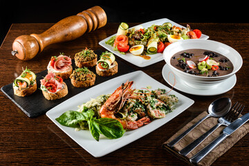 dinner served at the Italian restaurant