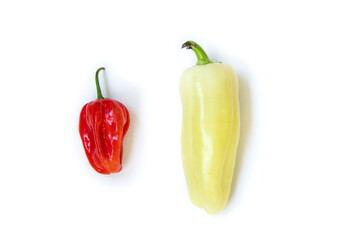 yellow red pepper on a white background, proper nutrition