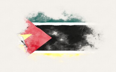 Painted national flag of Mozambique.