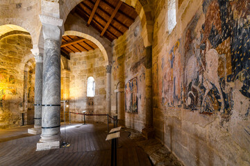 Interior of the Church of San Giovanni al Sepolcro in the city of Brindisi Italy, showing marble...