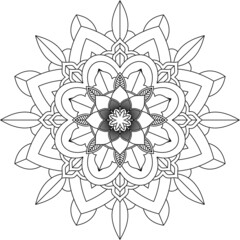 Easy Mandala coloring book simple and basic for beginners, seniors and children. Set of Mehndi flower pattern for Henna drawing and tattoo. Decoration in ethnic oriental, Indian style.