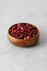 Cranberries at wood dish