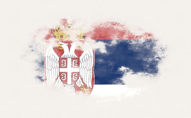 Painted national flag of Serbia.