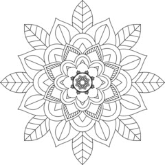 Easy Mandala coloring book simple and basic for beginners, seniors and children. Set of Mehndi flower pattern for Henna drawing and tattoo. Decoration in ethnic oriental, Indian style.