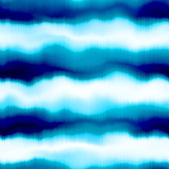 Ocean blue tie dye stripe texture background. Coastal living style farmhouse interior pattern. Seamless white linen boho textile effect. Distressed acid wash. Nautical maritime beach fashion swatch.
