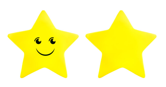 Yellow cartoon star isolate on white.