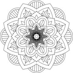 Easy Mandala coloring book simple and basic for beginners, seniors and children. Set of Mehndi flower pattern for Henna drawing and tattoo. Decoration in ethnic oriental, Indian style.