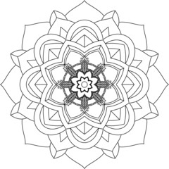 Easy Mandala coloring book simple and basic for beginners, seniors and children. Set of Mehndi flower pattern for Henna drawing and tattoo. Decoration in ethnic oriental, Indian style.