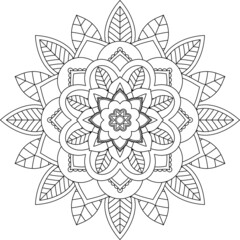 Easy Mandala coloring book simple and basic for beginners, seniors and children. Set of Mehndi flower pattern for Henna drawing and tattoo. Decoration in ethnic oriental, Indian style.