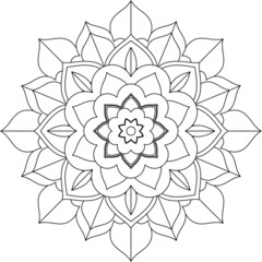 Easy Mandala coloring book simple and basic for beginners, seniors and children. Set of Mehndi flower pattern for Henna drawing and tattoo. Decoration in ethnic oriental, Indian style.