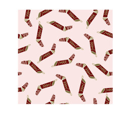 Seamless pattern with christmas socks. Vector illustration for Merry Christmas and Happy New Year print design