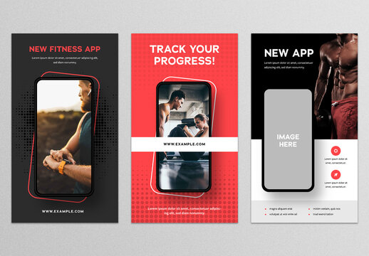 Modern Fitness App Social Media Story Layouts