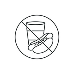 No food and no drinks allowed sign isolated on white background. Vector illustration