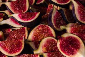 Tasty figs background. Top view.