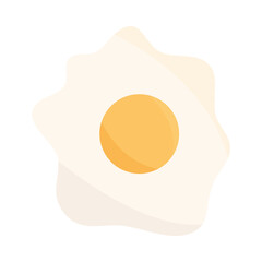 fried egg breakfast food menu in cartoon flat icon