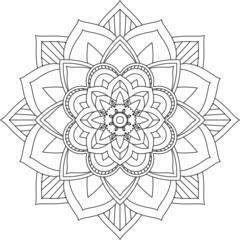 Easy Mandala coloring book simple and basic for beginners, seniors and children. Set of Mehndi flower pattern for Henna drawing and tattoo. Decoration in ethnic oriental, Indian style.