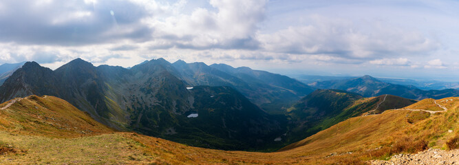 Fototapeta premium Colorful yellow autumn in Tatras mountain, slovakia Fall season.